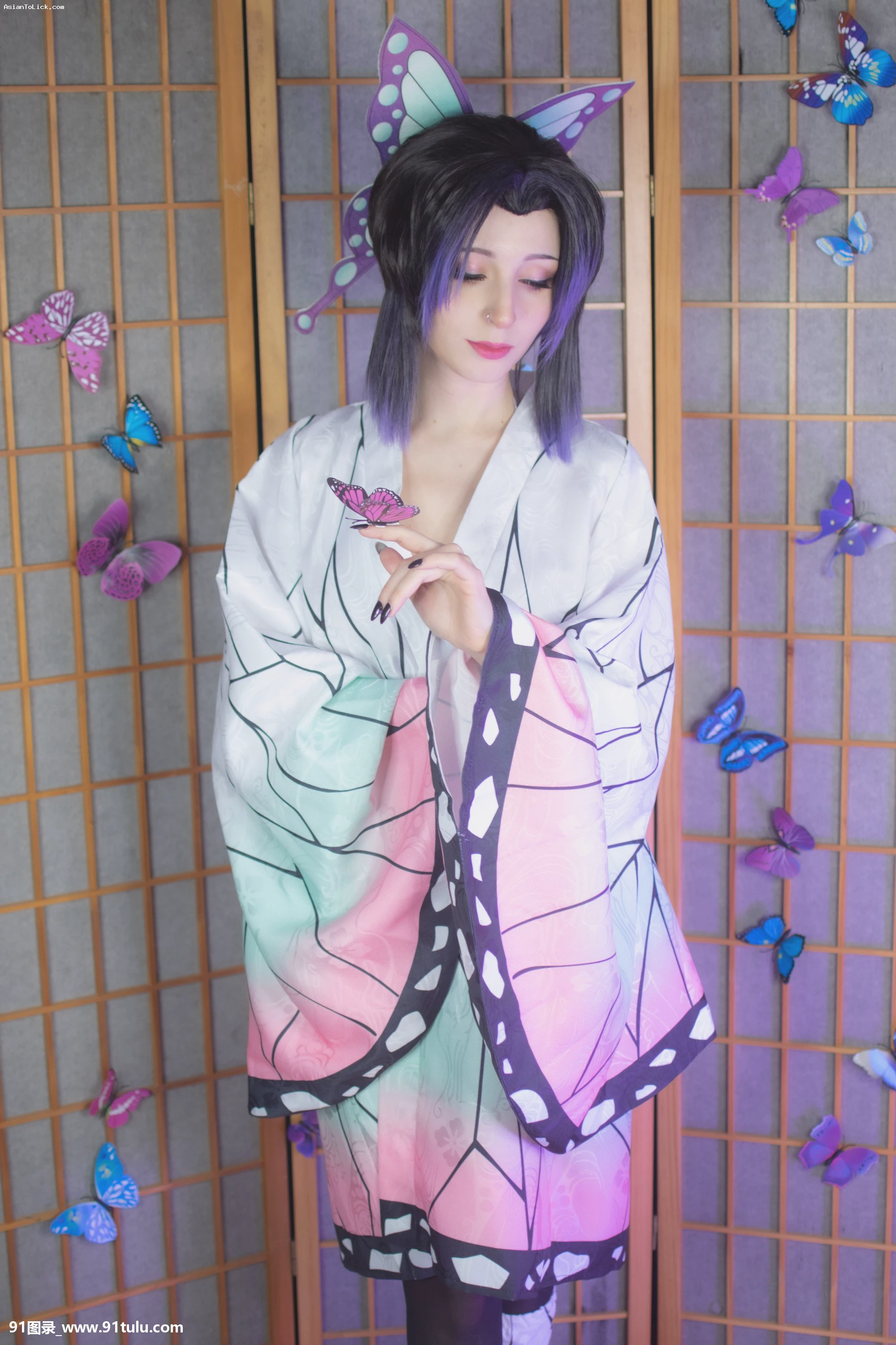 Shirokitsune Shinobu Kochou   Kimetsu no Yaiba cosplay [49P][日本パスポート 写真]